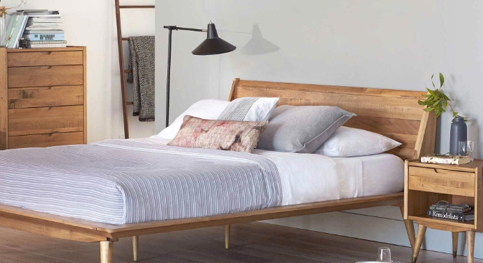 scandinavian wood bed