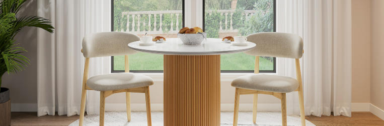 white round dining table