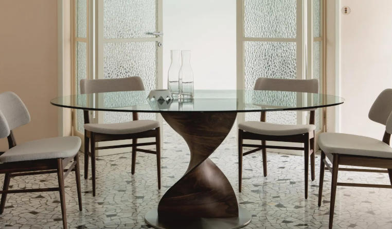 round glass dining table