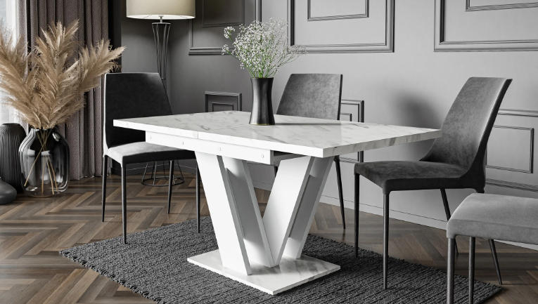 white marble dining table