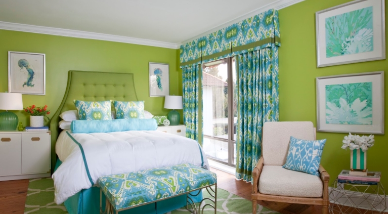 green coastal bedroom