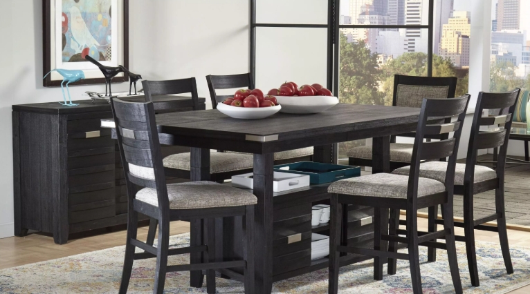 black dining table set