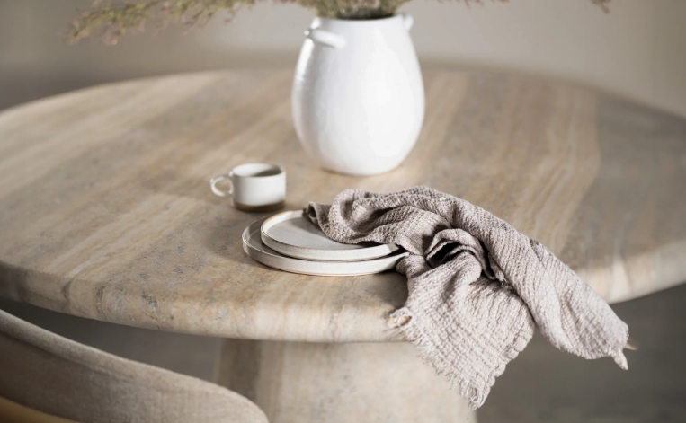 round concrete dining table