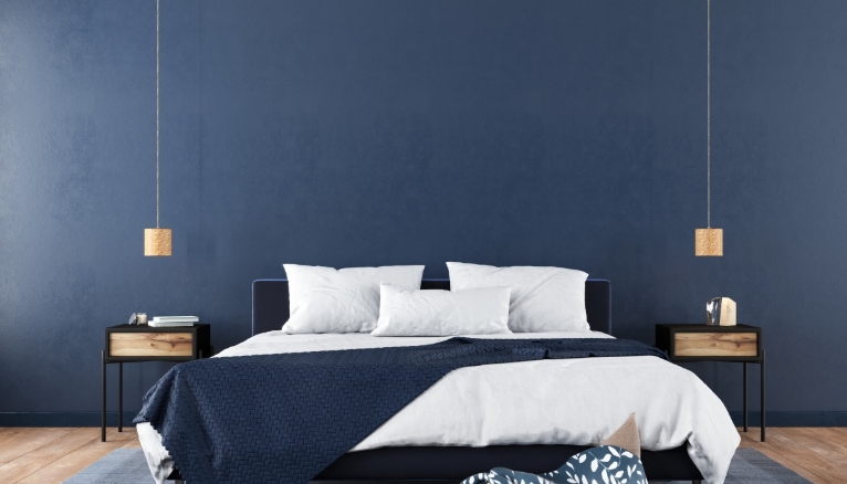 dark coastal bedroom