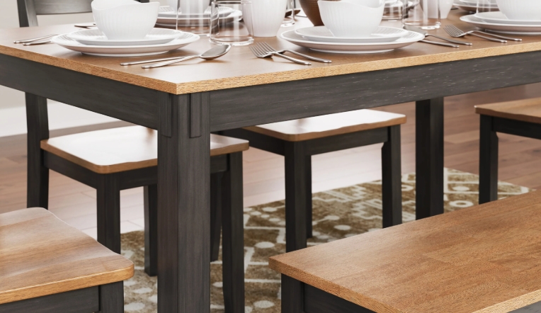 dining table and bench