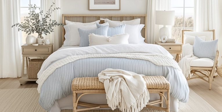 classy beach themed bedroom