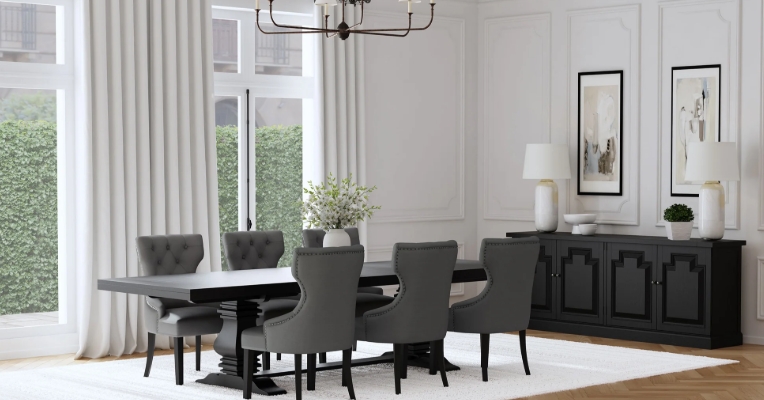 grey dining table set