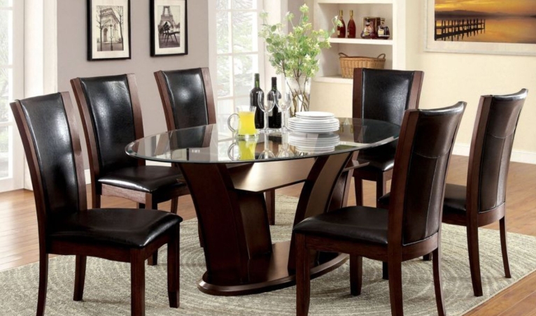 black oval dining table