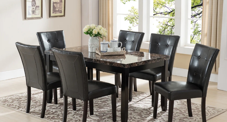 marble dining table and chairs
