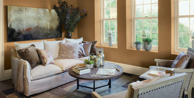 Warm Brown and Gold Color Schemes for Living Rooms