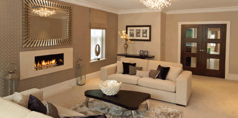 Warm Brick and Beige Living Room Color Ideas