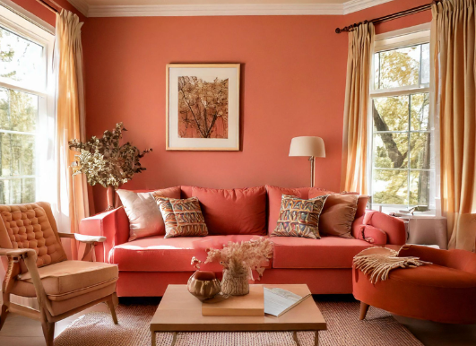 Warm Coral Color Ideas for Inviting Living Rooms