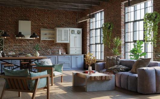 Industrial color palettes for small living rooms